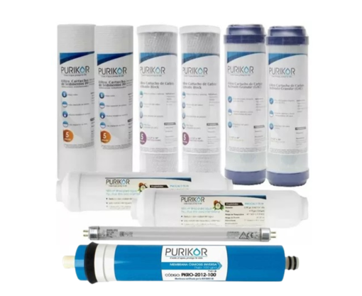 kit de mantenimiento cartuchos purificador purikor 100 gpd